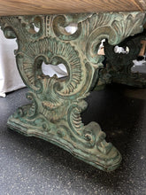 Load image into Gallery viewer, Antique Marble Inlay Coffee Table With Cast Iron Base
