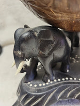Load image into Gallery viewer, Anglo Raj carved coconut shell with elephant tobacco storage
