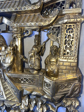 Load image into Gallery viewer, Antique 25.5&quot; Chinese Carved Deep Relief Gilt Wood Warriors Scenes Panel !!
