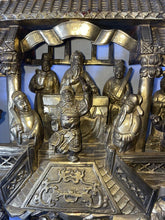 Load image into Gallery viewer, Antique 25.5&quot; Chinese Carved Deep Relief Gilt Wood Warriors Scenes Panel !!
