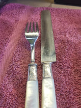 Load image into Gallery viewer, Benjamin Allen &amp; Co Pearl Handle French Hollow Knife &amp; Fork X6 Sterling Silver
