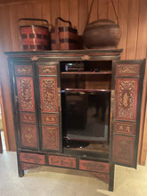 Load image into Gallery viewer, Antique Handmade Chinese Large Wood Lacquer Cabinet
