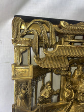 Load image into Gallery viewer, Antique 25.5&quot; Chinese Carved Deep Relief Gilt Wood Warriors Scenes Panel !!

