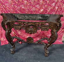 Load image into Gallery viewer, Antique Rococo Style Carved Giltwood 52” Console Table w/ Removable Marble Top
