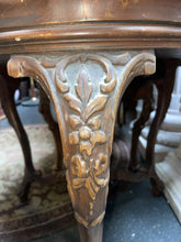 Load image into Gallery viewer, Antique venetian 19th century Carved Italian wood inlaid two-tier table!
