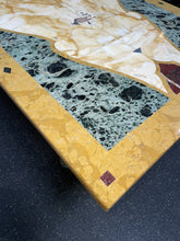 Load image into Gallery viewer, Antique Marble Inlay Coffee Table With Cast Iron Base
