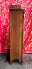 Load image into Gallery viewer, Antique Carved Wood Display Cabinet Floral Basket Crest Rococo Revival 54x24x12
