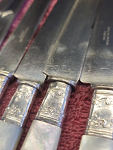 Load image into Gallery viewer, Benjamin Allen &amp; Co Pearl Handle French Hollow Knife &amp; Fork X6 Sterling Silver
