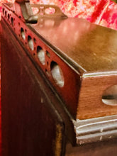 Load image into Gallery viewer, Antique Carved Wood Display Cabinet Floral Basket Crest Rococo Revival 54x24x12
