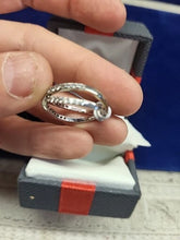 Load image into Gallery viewer, Sterling Silver 925 Cris Cross Ring with 35 Diamonds
