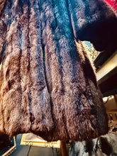 Load image into Gallery viewer, Vintage Full‑Length Raccoon Fur Coat • Real Fur • Plush Brown • Satin Lining 40”
