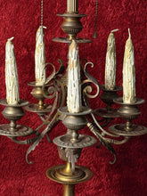 Load image into Gallery viewer, PAIR of Antique French Candelabra 38” Bronze Marble Base Five Arm Candle Holder

