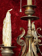 Load image into Gallery viewer, PAIR of Antique French Candelabra 38” Bronze Marble Base Five Arm Candle Holder
