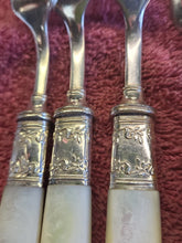 Load image into Gallery viewer, Benjamin Allen &amp; Co Pearl Handle French Hollow Knife &amp; Fork X6 Sterling Silver
