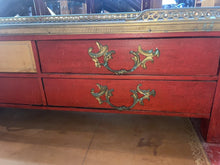 Load image into Gallery viewer, antique c1910-20 french leather inlaid Desk W/ Matching Marble Top Shelving

