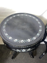 Load image into Gallery viewer, Vintage Pair Of Wood Chinese Tabourets With Mother Of Pearl Rosette Inlay Table
