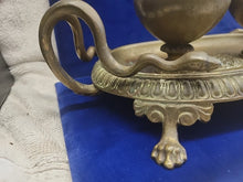 Load image into Gallery viewer, Vintage Solid Brass Double Lidded Ink Well Ink Holder with Snake Handle Accents
