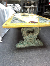 Load image into Gallery viewer, Antique Marble Inlay Coffee Table With Cast Iron Base
