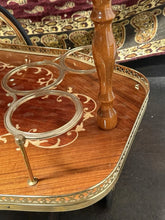 Load image into Gallery viewer, Vintage 1950s Italian Liquor Bar Cart Wood Inlay Mid Century Modern On Wheels
