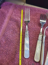 Load image into Gallery viewer, Benjamin Allen &amp; Co Pearl Handle French Hollow Knife &amp; Fork X6 Sterling Silver
