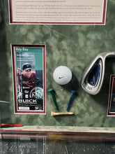 Load image into Gallery viewer, TIGER WOODS Shadowbox Display w/ Multi Signed Game Used Hat, 2nd Buick Win 2004
