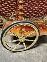 Load image into Gallery viewer, Vintage 1950s Italian Liquor Bar Cart Wood Inlay Mid Century Modern On Wheels
