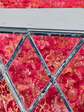 Load image into Gallery viewer, Vintage Leaded Stained Glass Window Panel Shield Crest 60x30 Diamond Lattice
