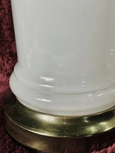 Load image into Gallery viewer, Vintage Mid Century HEYCO 22.5” Opaline Milk Glass Table Lamps w/ 6” Brass Base
