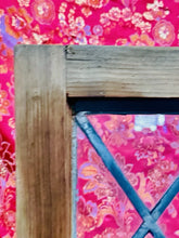 Load image into Gallery viewer, Vintage Leaded Stained Glass Window Panel Shield Crest 60x30 Diamond Lattice
