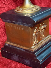 Load image into Gallery viewer, PAIR of Antique French Candelabra 38” Bronze Marble Base Five Arm Candle Holder
