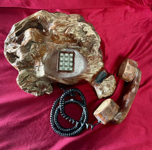 Load image into Gallery viewer, Vintage MCM Sculpted Redwood BURL TELEPHONE 18”x13”x6” (**Untested**)

