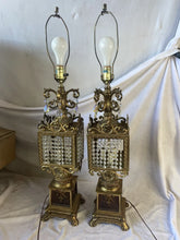 Load image into Gallery viewer, Vintage Pair Of Elegant Crystal And brass table lamps

