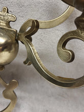 Load image into Gallery viewer, Pair of mid century brass wall appliques - double lights
