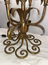 Load image into Gallery viewer, Mid Century Modern Italian Candelabra Lamp Gilt Iron Tole 9 Light
