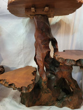Load image into Gallery viewer, VTG 3 Tier Table Live Edge Thick Natural Burled Wood PAIR Root - Brutalist Tree
