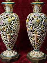 Load image into Gallery viewer, PAIR of Vintage Italian Rococo Capodimonte Porcelain Lamps Cherubs 28”
