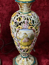 Load image into Gallery viewer, PAIR of Vintage Italian Rococo Capodimonte Porcelain Lamps Cherubs 28”
