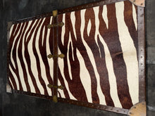 Load image into Gallery viewer, Unique vintage Coffee Table trunk With Zebra Pattern And Horns For Legs
