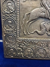 Load image into Gallery viewer, Antique 1867 sterling silver St George Dragon Orthodox Russian Icon!!
