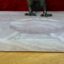 Load image into Gallery viewer, Vintage Metal Cast Eagle on Pink quartz Base Ashtray, 14lbs Rare
