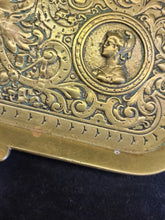 Load image into Gallery viewer, 19c.French Art Nouveau Brass profile portraits &amp; diety Card Pin Card Tray 13''
