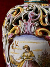 Load image into Gallery viewer, PAIR of Vintage Italian Rococo Capodimonte Porcelain Lamps Cherubs 28”
