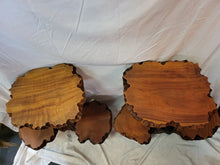 Load image into Gallery viewer, VTG 3 Tier Table Live Edge Thick Natural Burled Wood PAIR Root - Brutalist Tree
