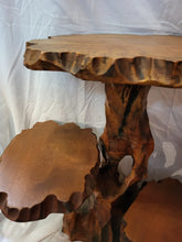 Load image into Gallery viewer, VTG 3 Tier Table Live Edge Thick Natural Burled Wood PAIR Root - Brutalist Tree
