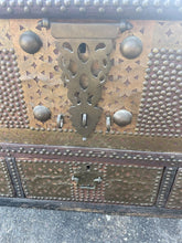 Load image into Gallery viewer, Antique 19th Century Middle Eastern Brass &amp; Wood Blanket Chest
