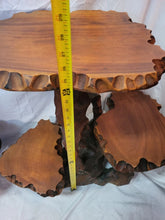 Load image into Gallery viewer, VTG 3 Tier Table Live Edge Thick Natural Burled Wood PAIR Root - Brutalist Tree
