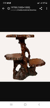 Load image into Gallery viewer, VTG 3 Tier Table Live Edge Thick Natural Burled Wood PAIR Root - Brutalist Tree
