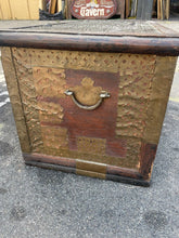 Load image into Gallery viewer, Antique 19th Century Middle Eastern Brass &amp; Wood Blanket Chest
