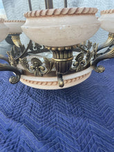 Load image into Gallery viewer, Vintage Large Bronze &amp; Alabaster pendant Chandelier

