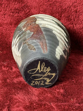 Load image into Gallery viewer, NS22- ALEX LONG Raku Copper Lava Glazed Ceramic Pottery 8.25” Vase, SIGNED 2012
